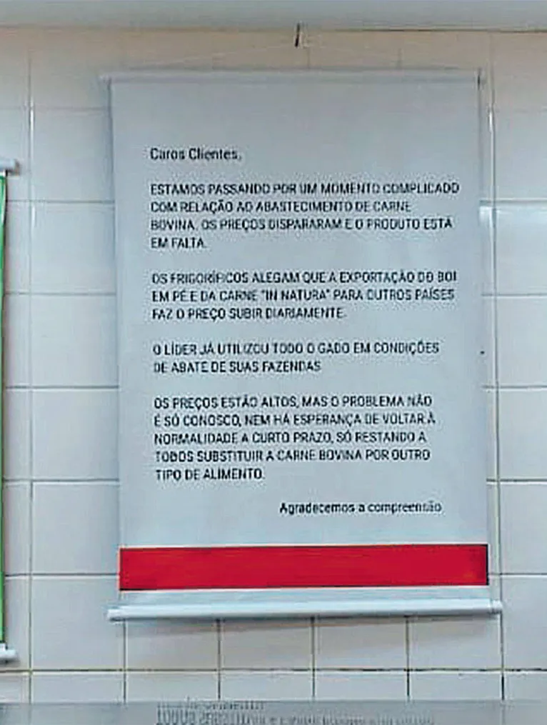 Preço disparou nos últimos dias, graças à exportação do produto e rede de supermercado local informa que o momento “é complicado”

