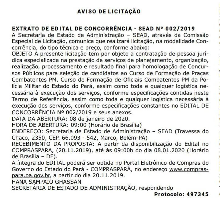 Concurso PM: Governo abre edital para escolha da banca examinadora