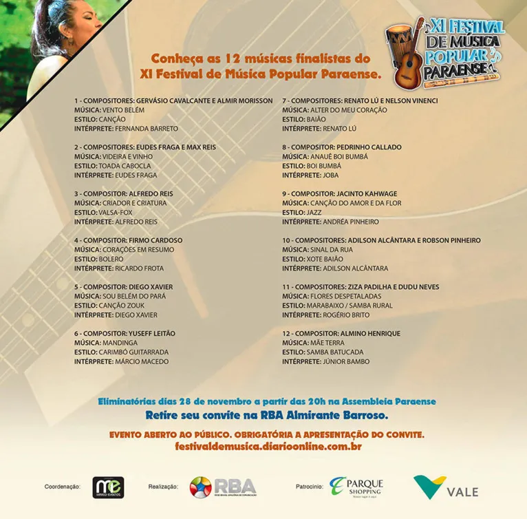 Confira os vencedores do 11º Festival de Música Popular Paraense