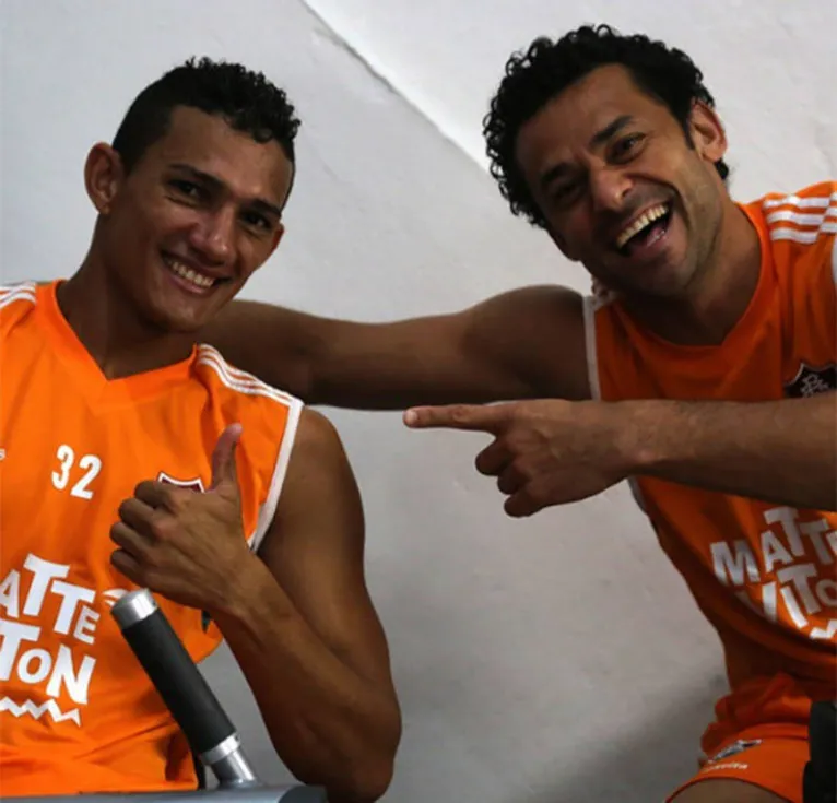 Lucas e Fred, no Fluminense, em dia de academia