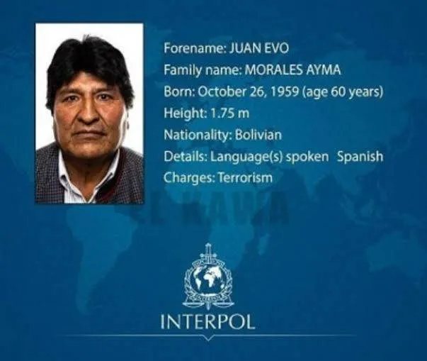 Evo Morales entra pra lista da Interpol como terrorista
