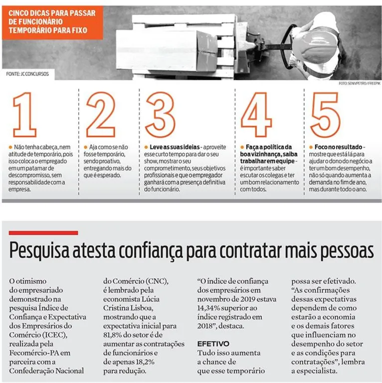 Empregos temporários no comércio devem aumentar 10% no Pará