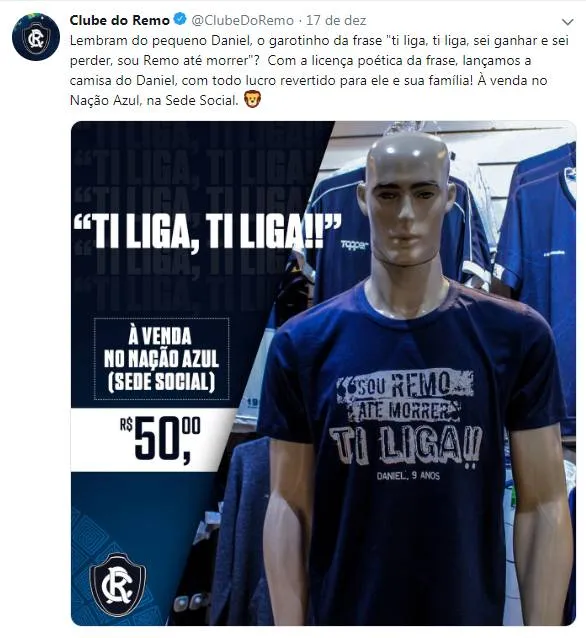 Pequeno azulino investirá nos estudos o dinheiro arrecadado com venda de camisa 