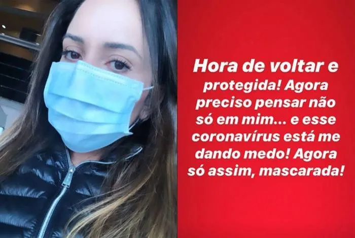 Mulher Melão usa máscara em aeroporto: 'Esse coronavírus está me dando medo'