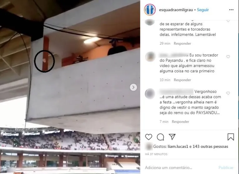 Segurança remista atira cesto de lixo na torcida bicolor após Re-Pa; veja o vídeo!