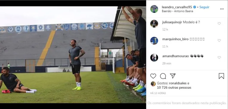 Leandro Carvalho já treina no Baenão