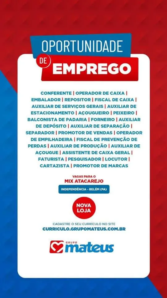 Aqui tem vagas de
trabalho disponíveis para você