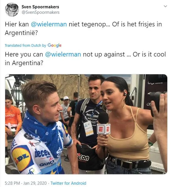 Ex-atleta faz comentário machista sobre seios de repórter: 'está frio'