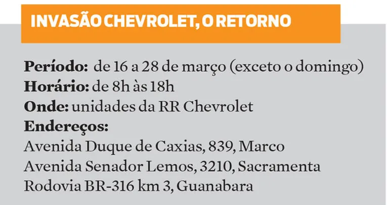 RR promove a Invasão Chevrolet, o Retorno
