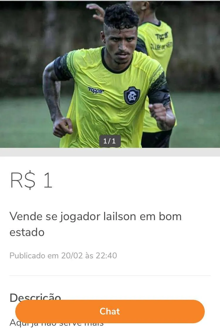 Jogador é "vendido a R$ 1" na web após goleada sofrida pelo Remo 