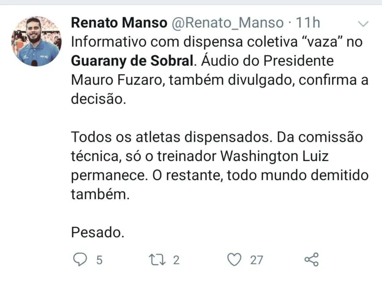 Times do nordeste demitem por causa da pandemia de coronavírus