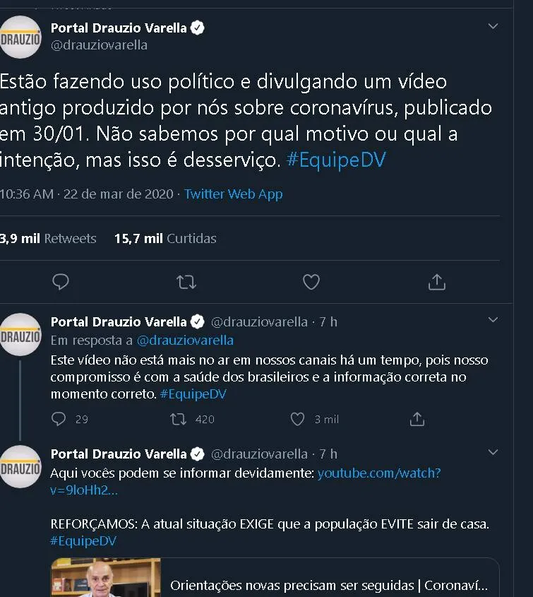 Equipe do Portal Drauzio Varella chama de "desserviço" e critica ministro do Meio Ambiente.