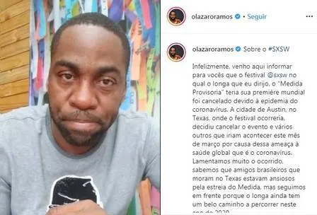 Estados Unidos cancela filme de Lázaro Ramos por causa do coronavírus