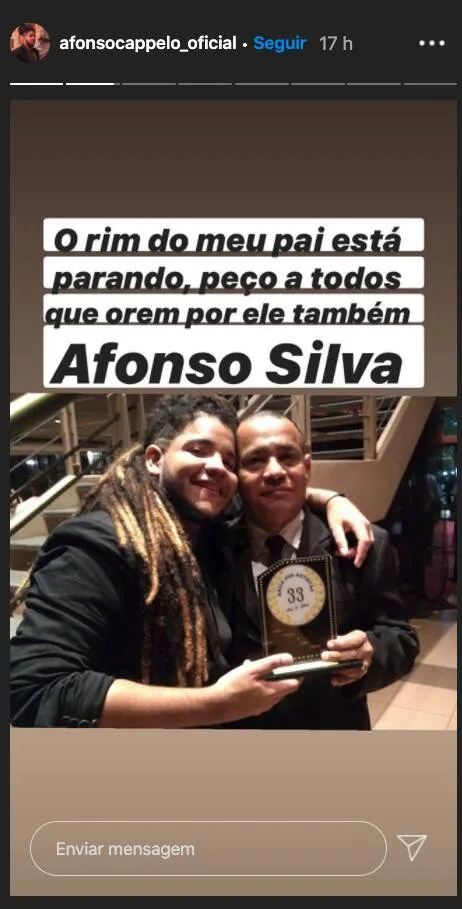 Pai de Afonso Capello morre neste domingo após mais de uma semana internado