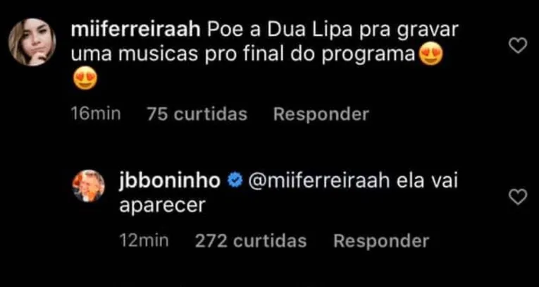 Boninho confirma presença de Dua Lipa na final do BBB20