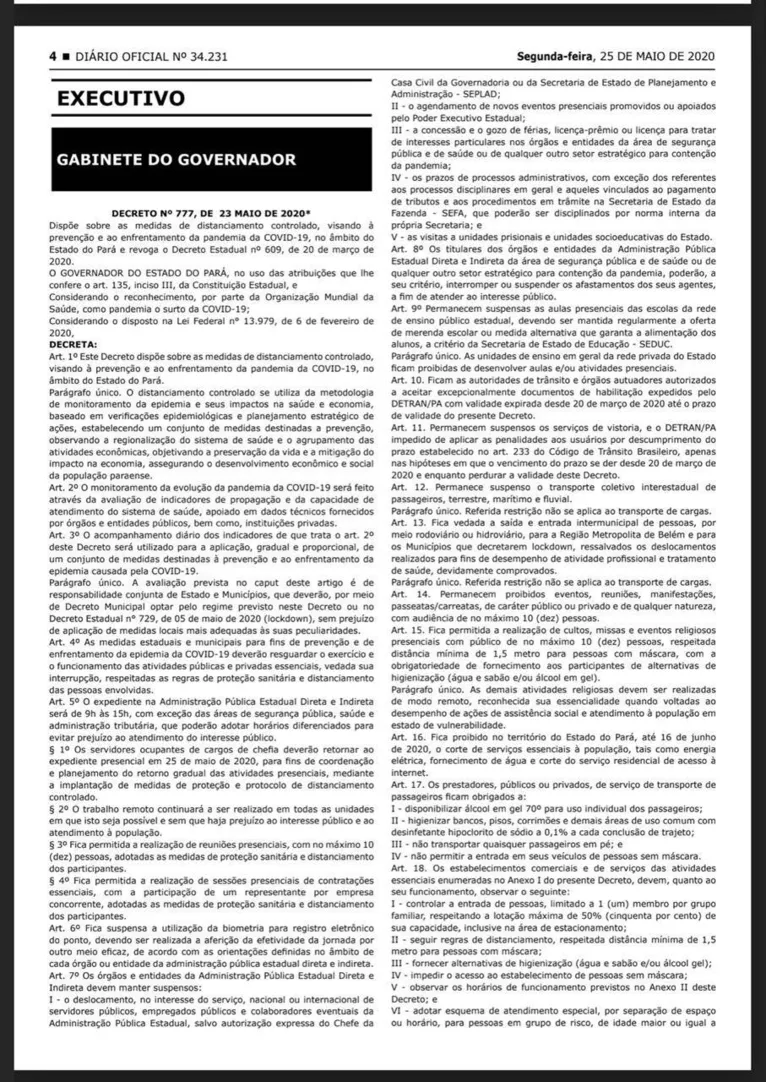 Medida suspende viagens interestadual e intermunicipal no Pará