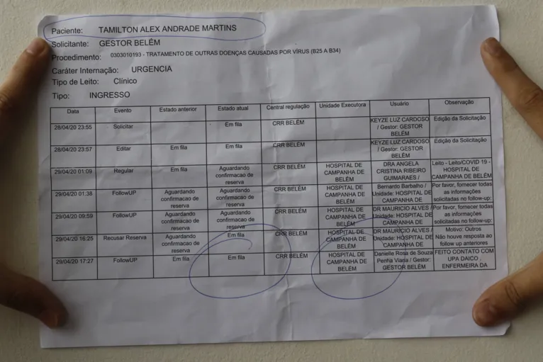 Homem com Covid-19 perde leito e filho responsabiliza assistente social da UPA de Icoaraci