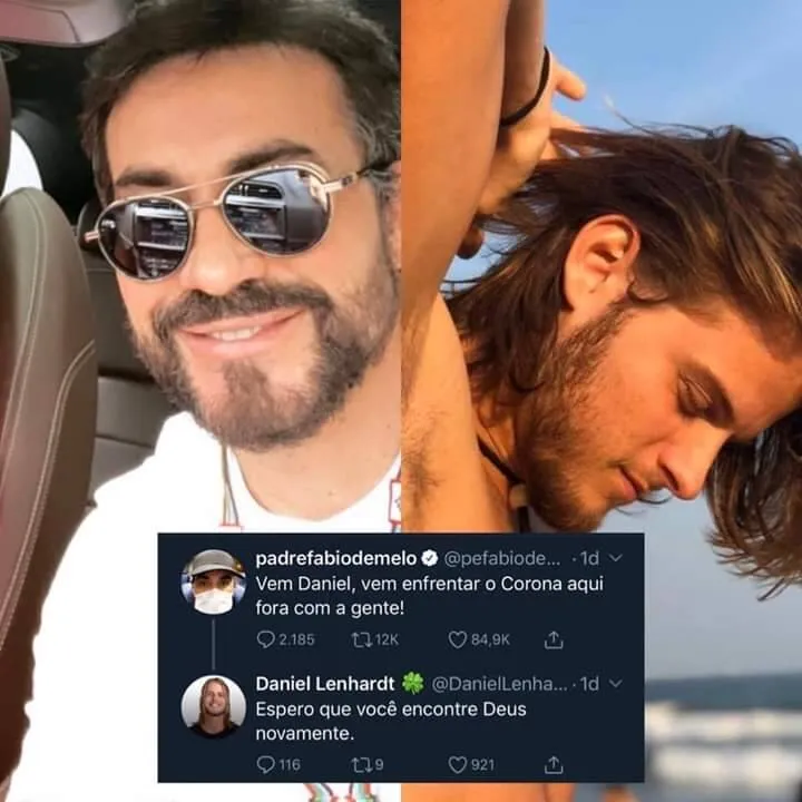 Padre
Fábio de Melo comemora saída de Daniel no BBB, que responde: "espero que você encontre Deus novamente"
