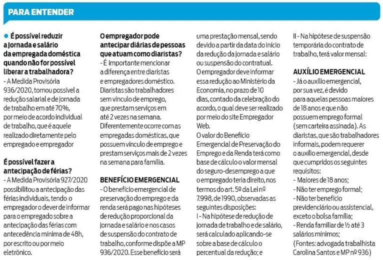 Medidas garantem benefícios às domésticas durante a crise