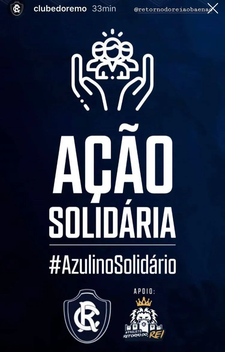 Remo chama torcida para gesto solidário contra o coronavírus. Saiba como ajudar