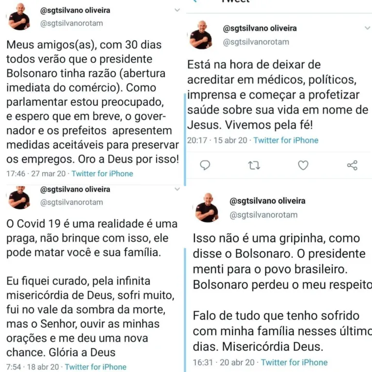 Após contrair covid-19, Sargento Silvano muda de opinião. "Não é uma gripezinha"