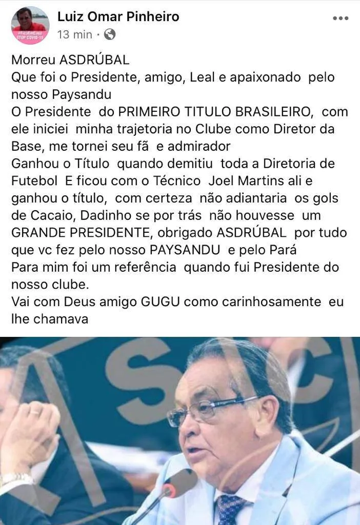 Luiz Omar Pinheiro, atual mandatário do Carajás Esporte Clube.