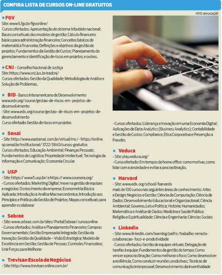 Veja opções de cursos pela internet