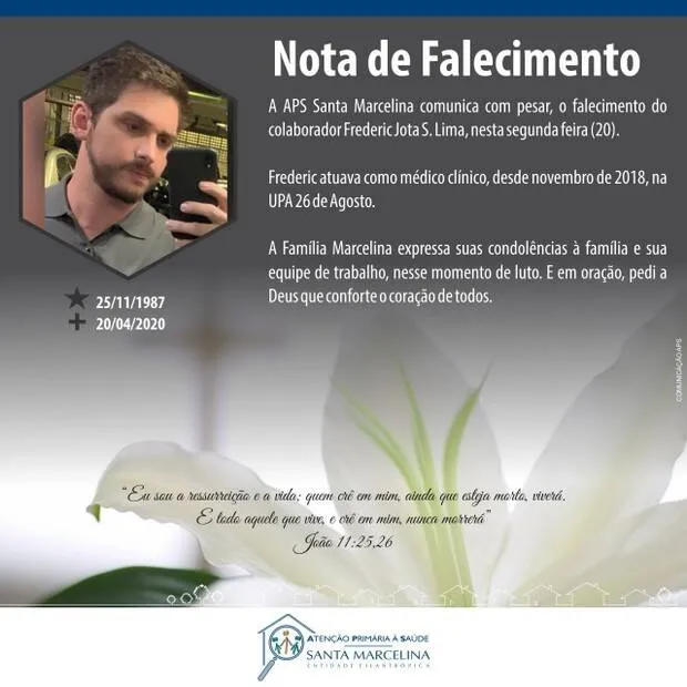 Ex-noivo de médico paraense morto por covid-19 desabafa na internet