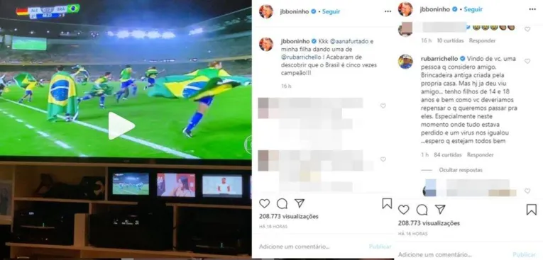 Rubinho Barrichello briga com Boninho após ser chamado de 'lerdo' em piada.