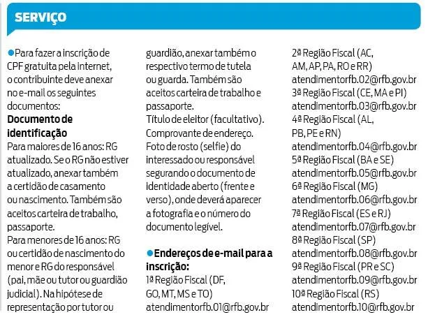 Por auxílio de R$ 600, CPF poderá ser solicitado gratuitamente por e-mail