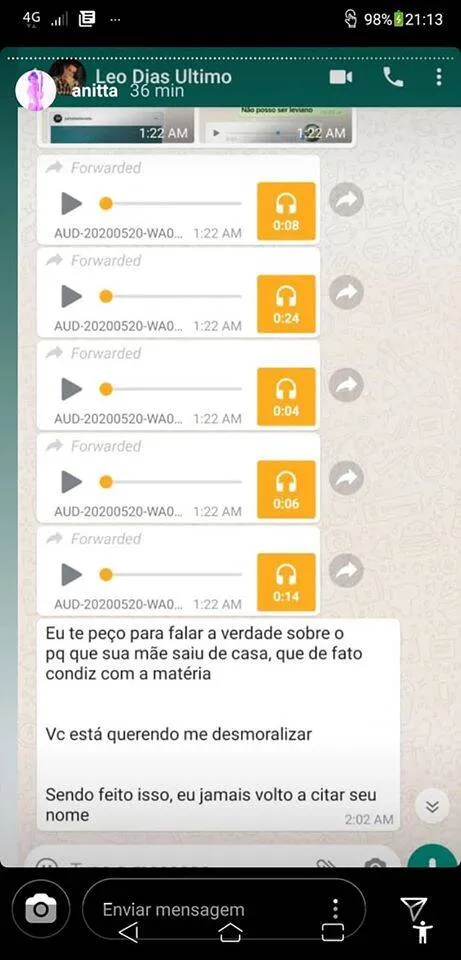Anitta revela que foi ameaçada pelo colunista Léo Dias por anos