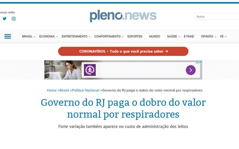 Preço de respirador sobe mais de 200%, mas Pará compra com preço mais baixo que outros Estados