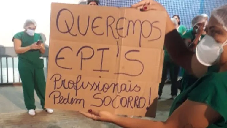 Profissionais de saúde protestam no PSM da 14 por falta de equipamentos