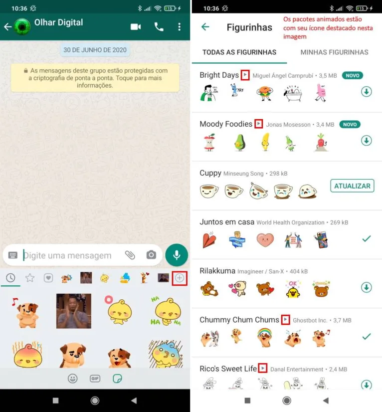 Como encontrar e baixar as figurinhas animadas do WhatsApp