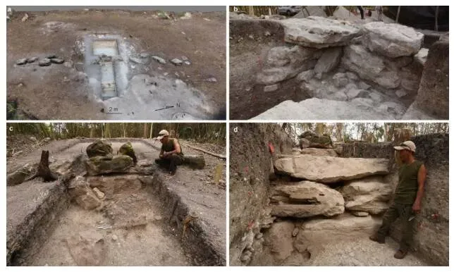 Camadas arqueológicas encontradas durante as escavações
