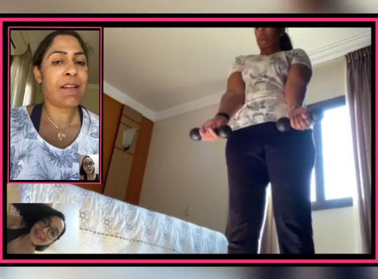 Rosângela Rocha recebendo consultoria online para fazer os exercícios diários. 