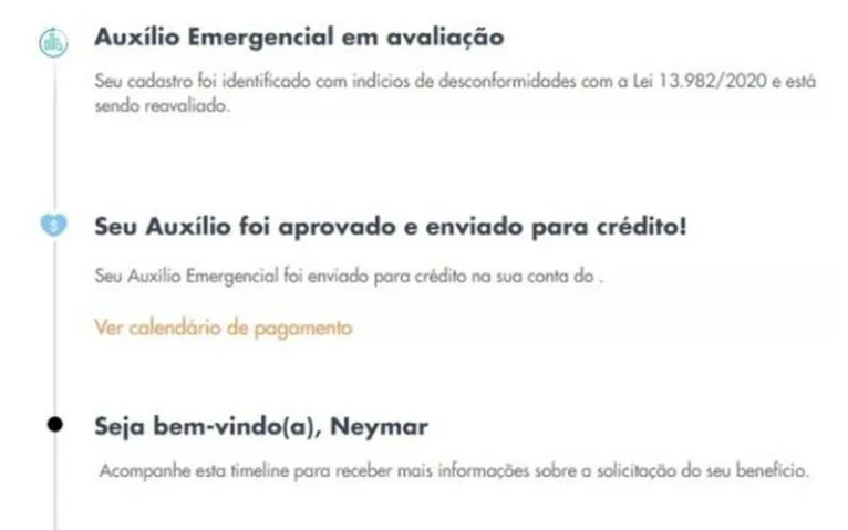 Neymar aparece como beneficiário do auxílio emergencial