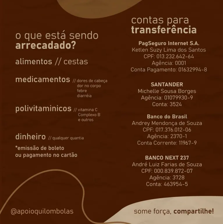 Projeto arrecada alimentos para quilombolas