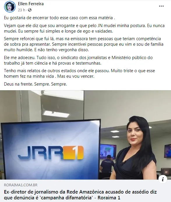 Jornalista paraense demitida da Globo diz que tem provas de assédio