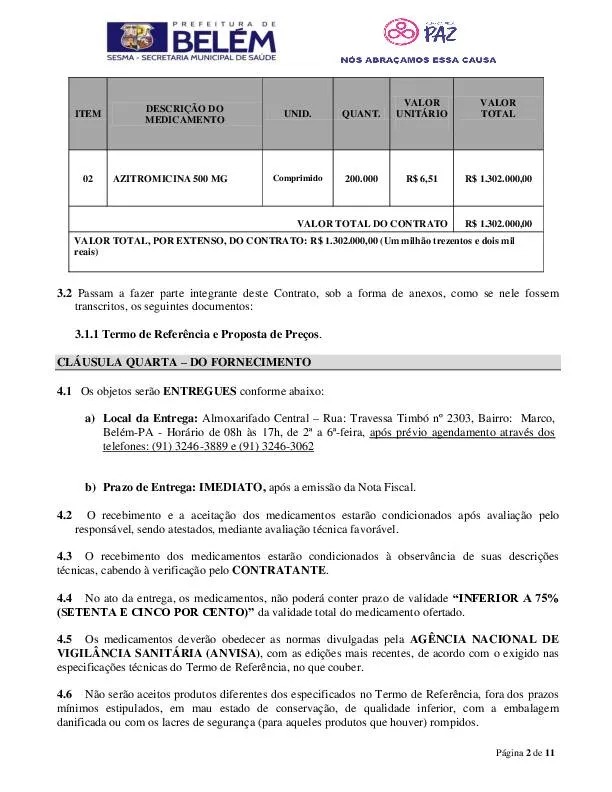 Prefeitura de Belém compra azitromicina superfaturada