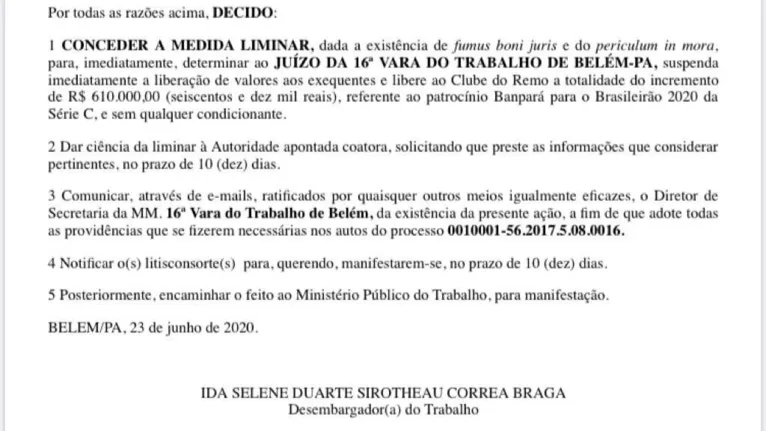 Justiça
libera grana que estava bloqueada para o Leão