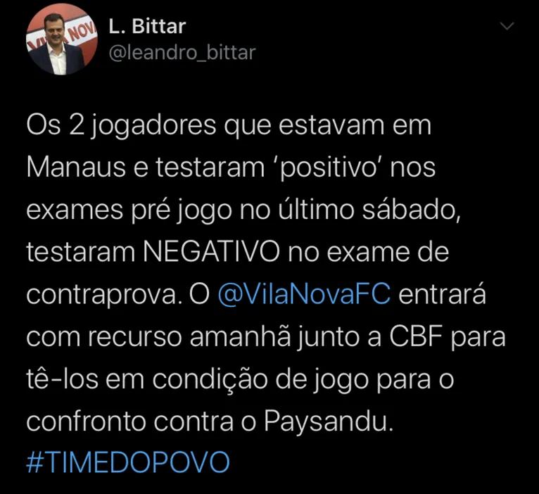 Vila entra na Justiça para usar atletas que testaram positivo contra o Papão