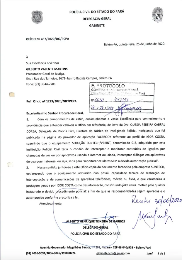 Documento mostra que Gilberto Valente Martins tinha conhecimento da aquisição 