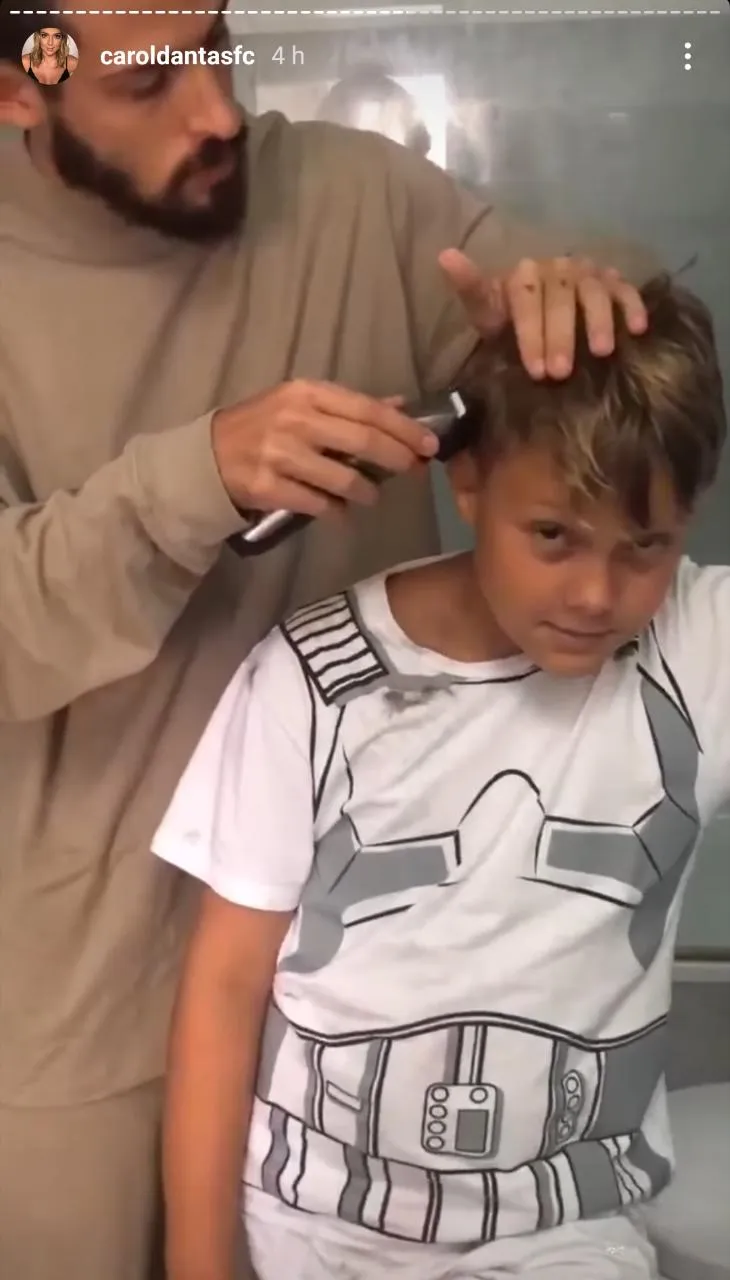 Filho de Neymar faz moicano para 'dar sorte' ao pai; veja como ficou!