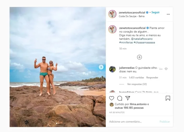 Volume na sunga de Zé Neto chama atenção e fãs questionam