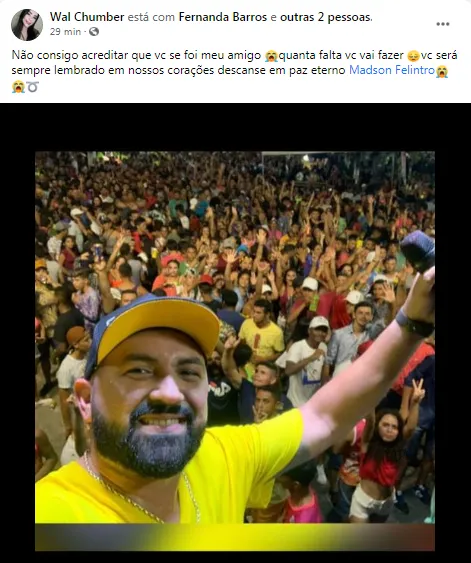 Cantor Madson Felintro é morto a tiros em Capitão Poço