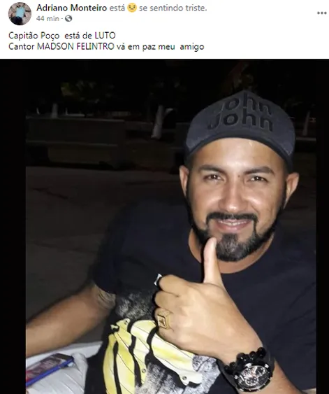 Cantor Madson Felintro é morto a tiros em Capitão Poço