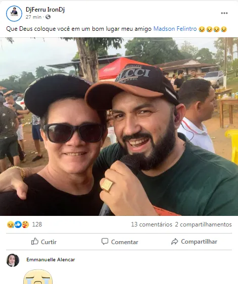 Cantor Madson Felintro é morto a tiros em Capitão Poço