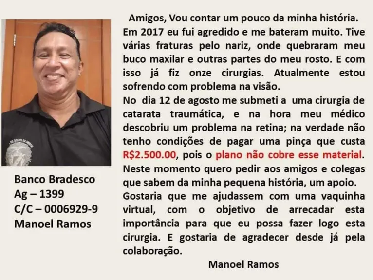 Paraense pede ajuda para fazer cirurgia no olho após sofrer agressões