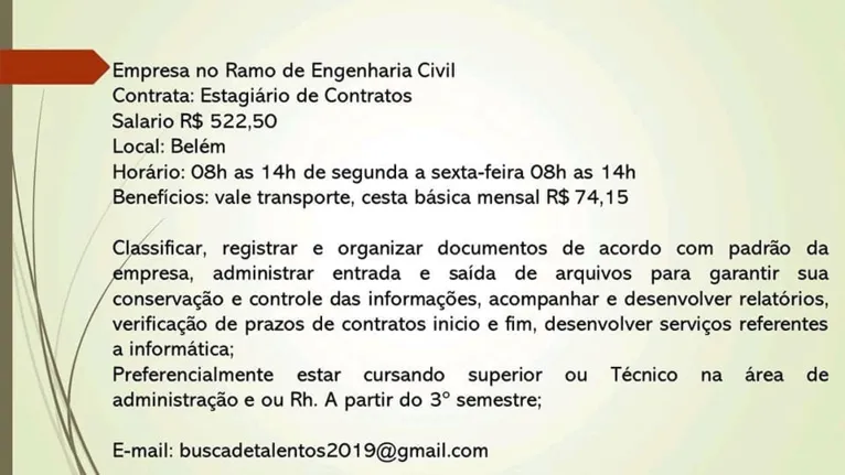 Atrás
de emprego? Veja as vagas disponíveis  aqui